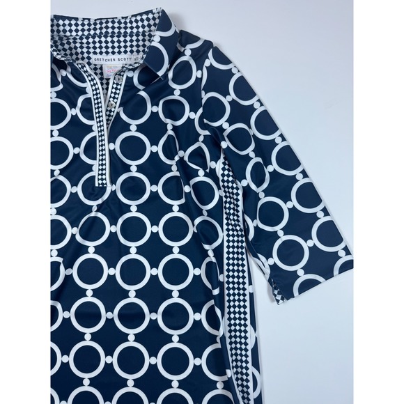 Gretchen Scott Navy White Circle Pattern Everyday Dress XL Preppy Boutique - Picture 5 of 12
